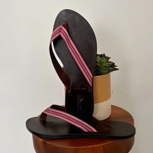 J.Crew Leather & Grosgrain Pink & Green Sandals Size 7